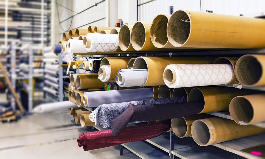 Rolls of jersey and fleece fabric